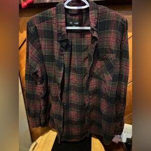 Chomp Men’s Black & Red Plaid Casual Button-Down Shirt